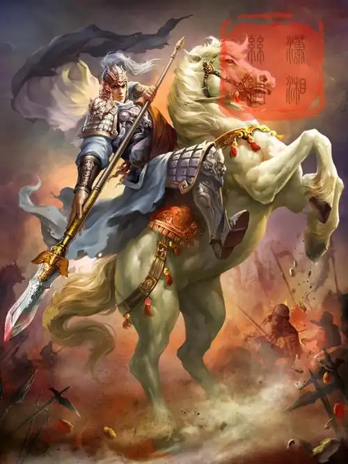 五虎将赵子龙画像挂图赵云 三国人物装饰画 丝绸卷轴画挂画已装裱