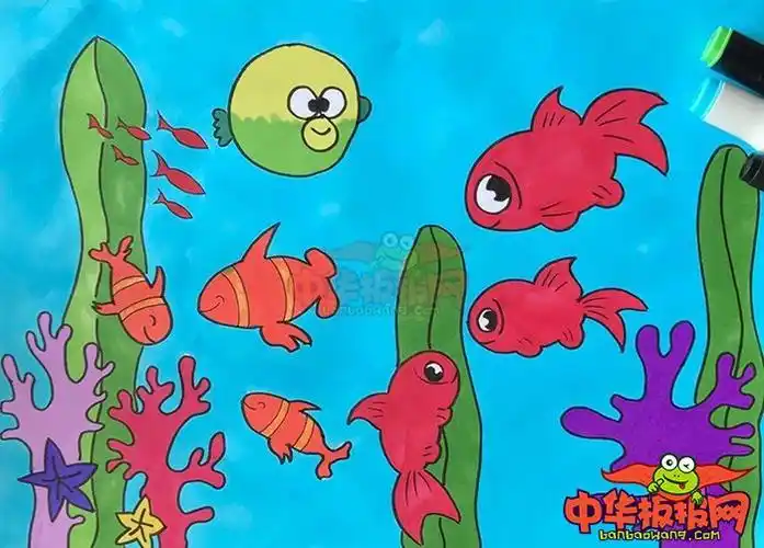 儿童海底世界简笔画彩色海底世界简笔画彩色完成图漂亮的儿童画作品