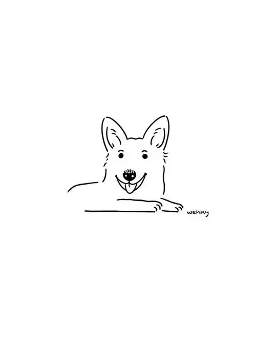 ins风极简手绘logo线条图案宠物简笔画狗狗