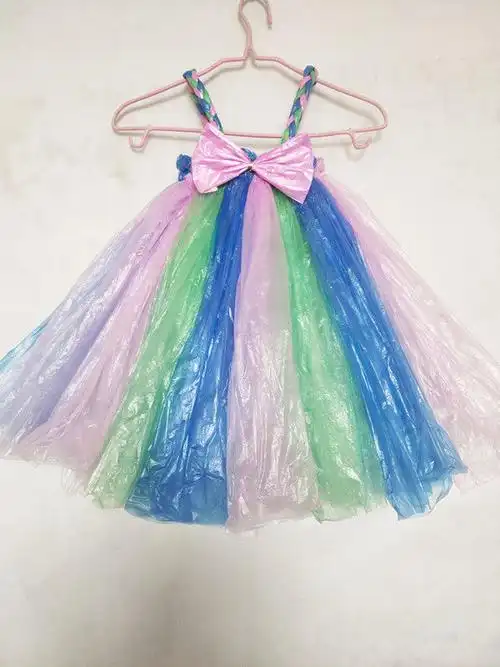 环保衣服装女孩亲子手工diy制作幼表服演时装秀废旧物材料节 黑色 140