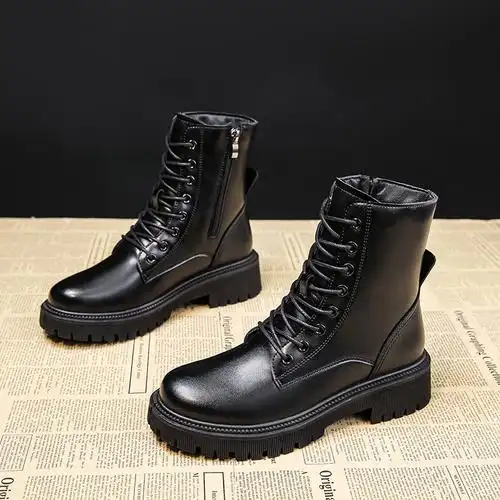 木林森mulinsen女鞋女士马丁靴子女新款鞋子春秋单靴百搭增高厚底秋冬