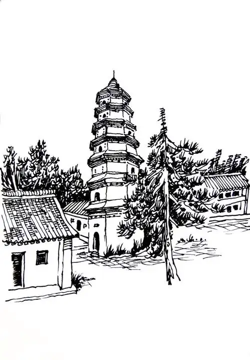 陕西古塔十例,高海平速写__凤凰网