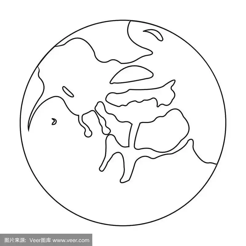 水星图标在轮廓风格孤立在白色