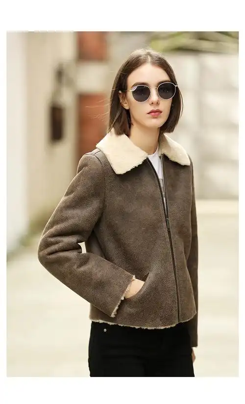 皮草外套_皮草外套女简约短款长袖羊毛皮毛一体zhh80507a - 阿里巴巴