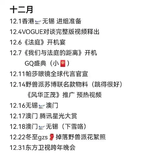 龚俊超话为了方便以后自己考古,大概统计了一下俊俊2023年行程及物料