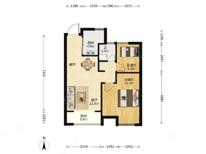 江南世家三房两厅一卫精装修南北通透采光足电梯房