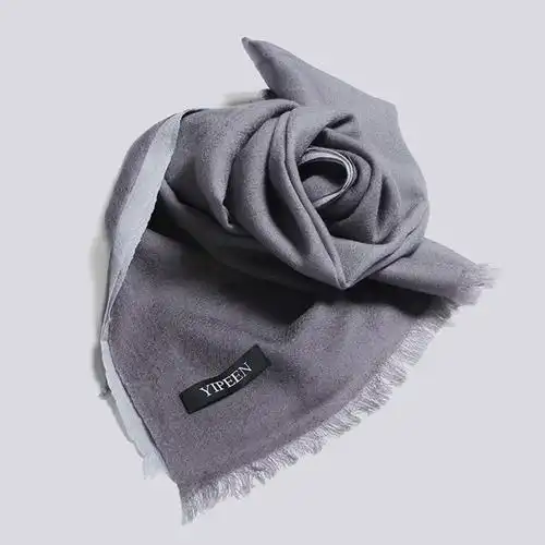 yipeen 一品优越 高档秋冬季男士气质围巾 羊毛扎染 紫灰色