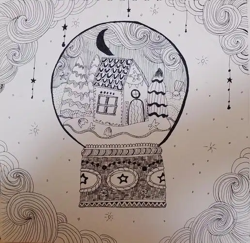 第六周课后作业 圆形构图借换创意线描画