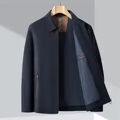 感春秋季新款男士夹克外套中老年商务休闲翻领百搭爸爸上衣男