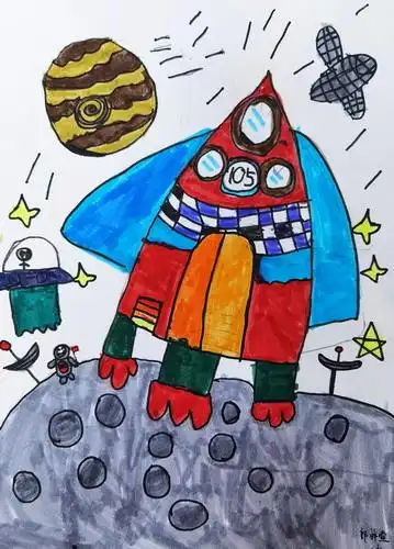 太空之旅儿童绘画一等奖