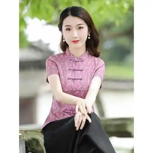 唐装改良版女时尚夏旗袍式上衣年轻款中国风汉服茶服中式女装