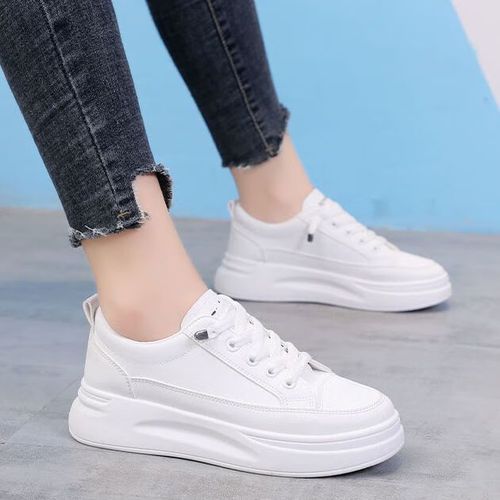 小白鞋大码女鞋40-43宽胖脚小白鞋秋季透气厚底小白鞋女2021夏季新款