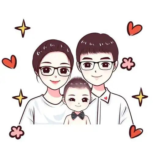 全家福微信头像一家三口四口五口手绘头像喜欢吗