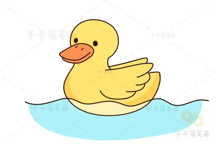 游水的小鸭子涂色画模板