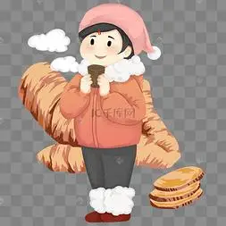 卡通手绘冬季保暖的人物