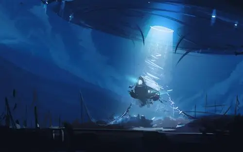 科幻绘画,不明飞行物,谷仓,飞行,夜晚,光 3840x2160 uhd 4k 高清壁纸