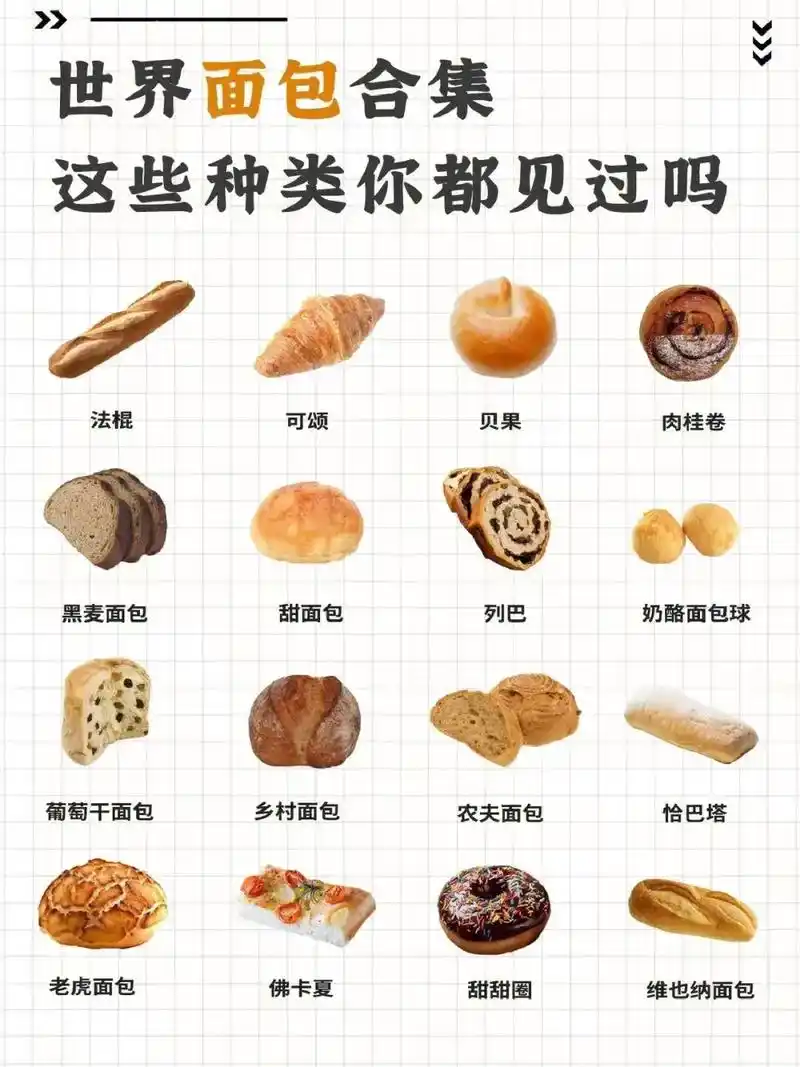 面包,也可以叫麺包,用麦类谷物热而制成的食品.以小 - 抖音