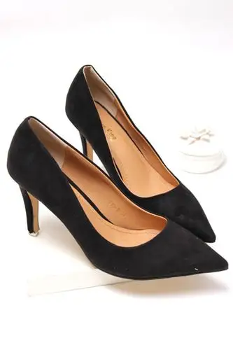 性感绒面尖头高跟单鞋