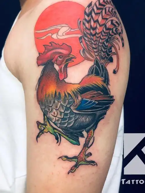 公鸡_纹身图案手稿图片_啊康的纹身作品集