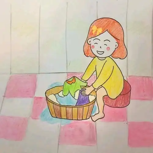 我还能学着帮妈妈洗衣服!