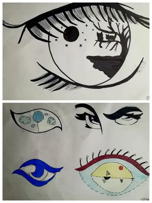 爱之绘战疫情——景宁县民族小学三年级《眼睛的创想》课堂作业微展