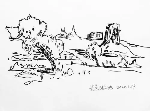 钢笔风景线稿练习