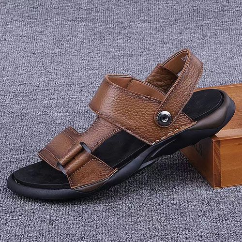 外贸真皮男士凉鞋夏季沙滩鞋软底休闲凉拖头层牛皮软皮休闲皮鞋男
