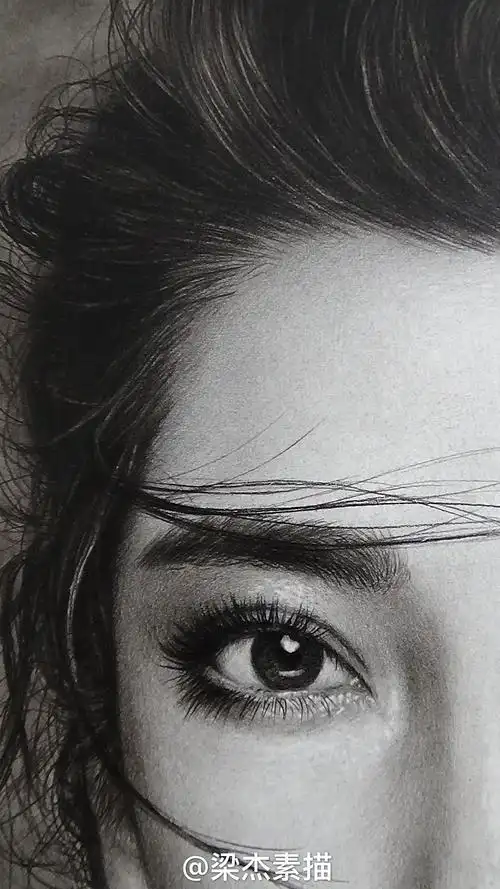 超写实素描-李冰冰