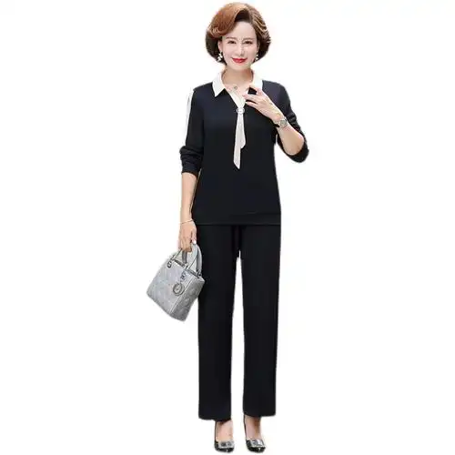 休闲运动套装40岁洋气女装两件套中老年大码宽松长袖妈妈早秋时尚