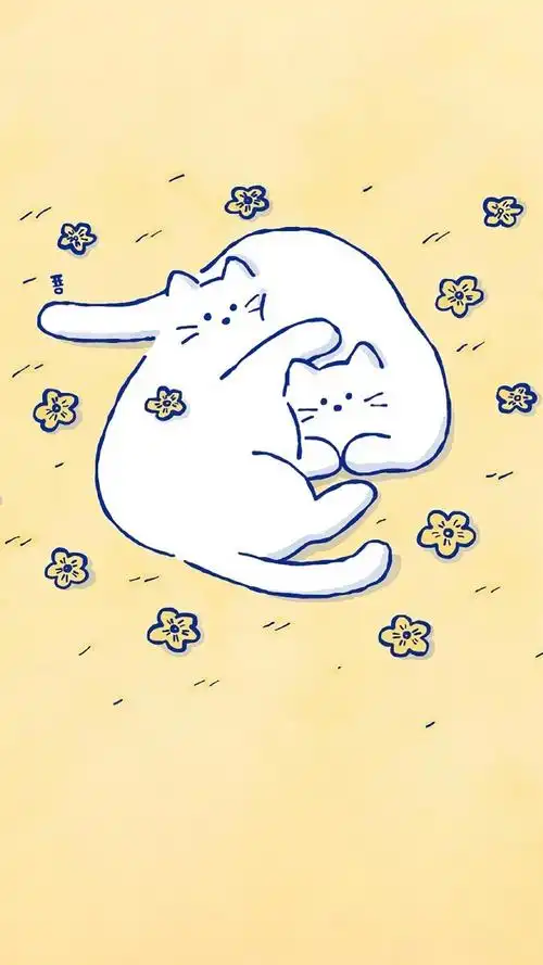 小清新萌系猫咪插画手机壁纸_卡通_手机壁纸下载_美桌网