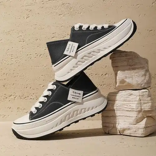 一脚蹬鞋女鞋休闲鞋新款百丽厚底帆布鞋板鞋子商场小白鞋z7k1dcm3