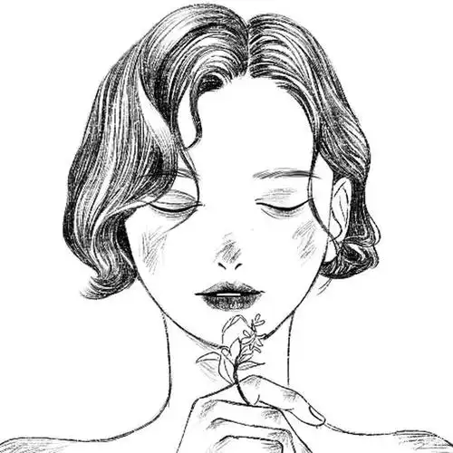 一组黑白板绘小姐姐头像,线条好美 作者:-樱葵