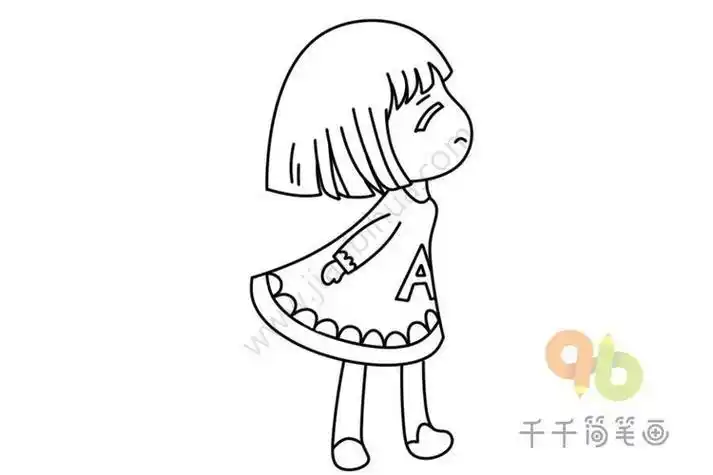 侧身简笔画图片小女孩简笔画图片 怎么画小女孩侧面手绘简单站立的小