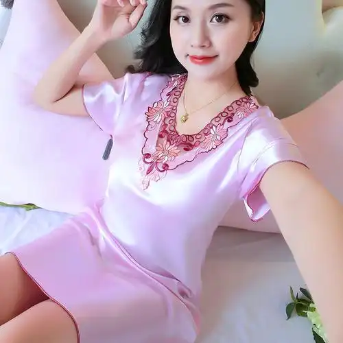 吊带睡裙女士睡衣夏季夏天丝绸冰丝背心仿真丝薄款性感诱惑连衣裙 香