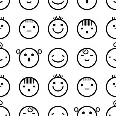 人脸表情符号矢量无缝模式表情符号和人脸情绪和表情符号表达式的笑脸