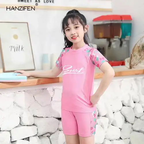 儿童游泳衣女孩泳衣连体韩国女童可爱小孩小中大童宝宝温泉泳装