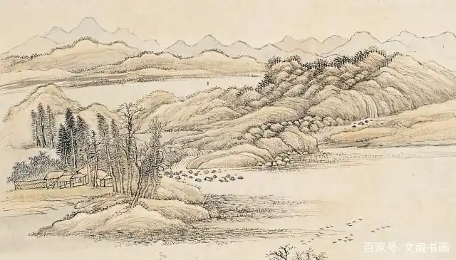 王翚《水村图》 设色纸本 立轴