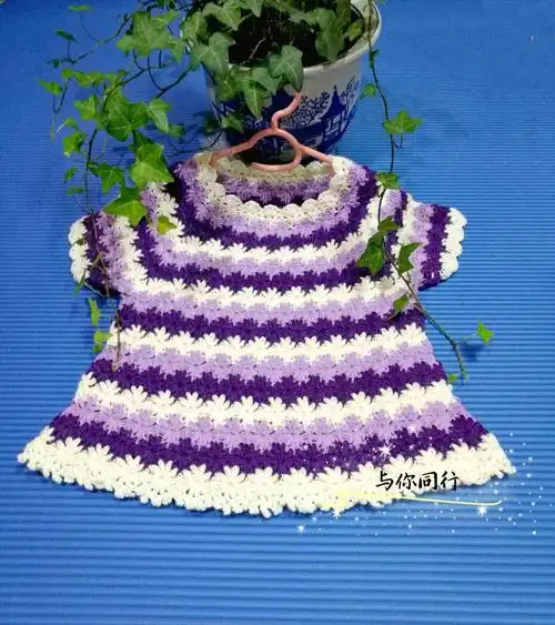 儿童钩针条纹短袖