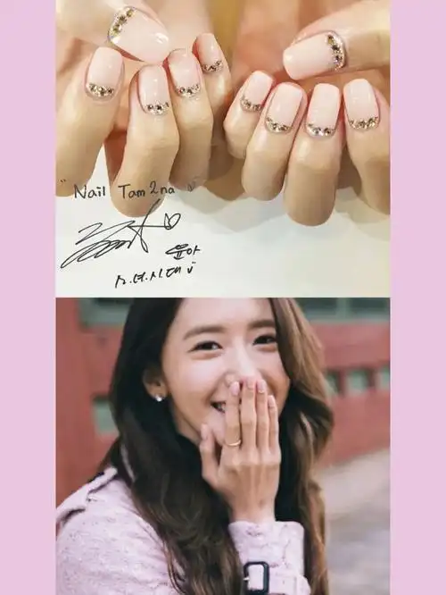 女爱豆美甲少女时代林允儿裸色钻石