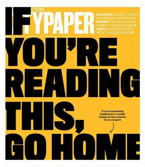 专注本地生活指引,近期的一份封面不惜用遮盖报头的超大号字体提醒