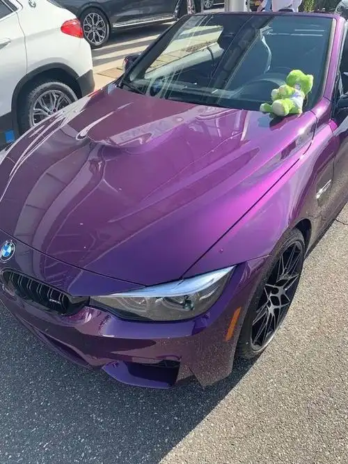 敞篷 暮光紫车漆宝马m4,开上ta你就是这个夏天最靓的仔
