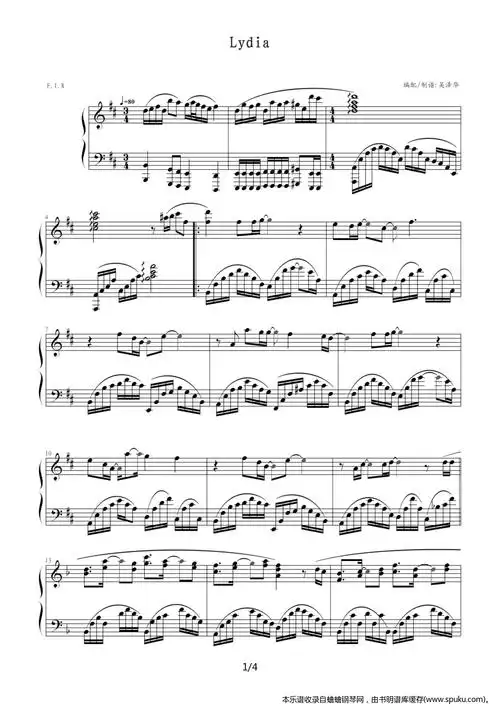 钢琴谱 > 飞儿乐团 lydia 加强版 不进你会后悔的欢迎访问简谱网!