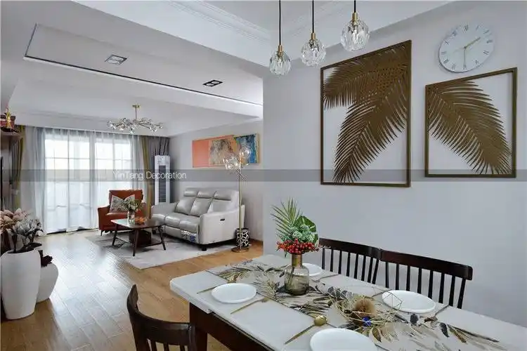 浦东新区虞泽苑110平混搭风格三室户装修效果图