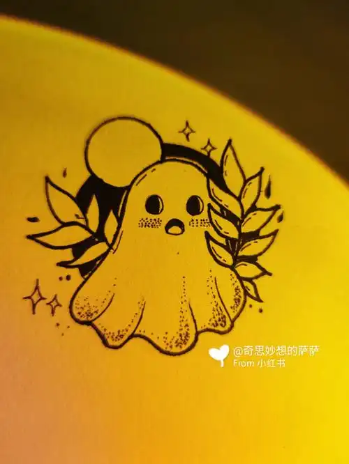 简笔画嗷呜小幽灵