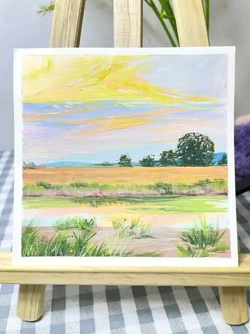 水粉原创春天小景过程图