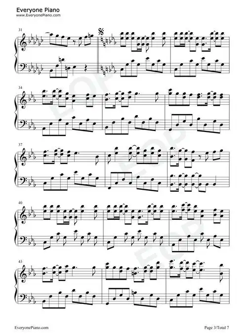 你的微笑-太多的幸福报到拼凑爱的美妙-抖音五线谱预览3-钢琴谱文件