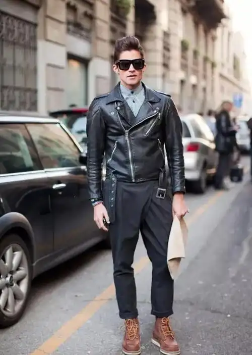 可刚可柔男士皮夹克搭配技巧让你俘获女神
