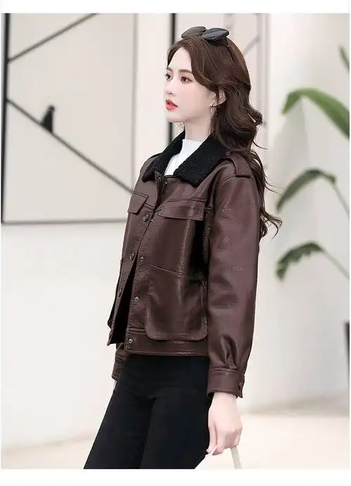 施悦名 加棉短款pu皮衣女外套2020秋冬装新款女装时尚机车皮夹克小