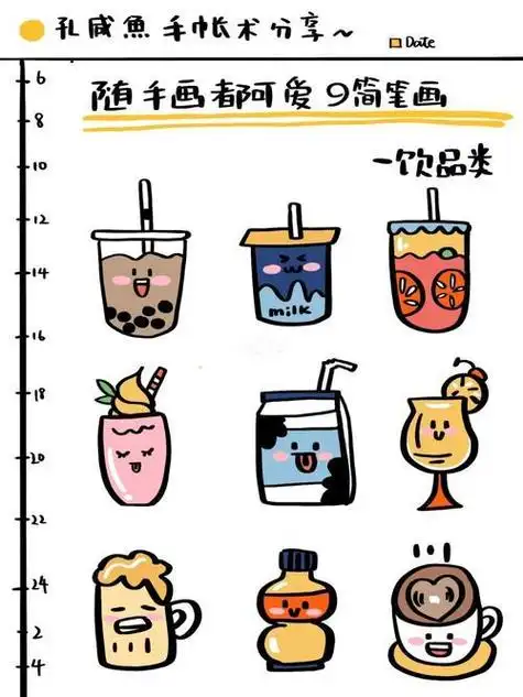 手帐素材|0基础超萌易上手可爱简笔画94简笔画素材手帐厦门攻略奶茶简