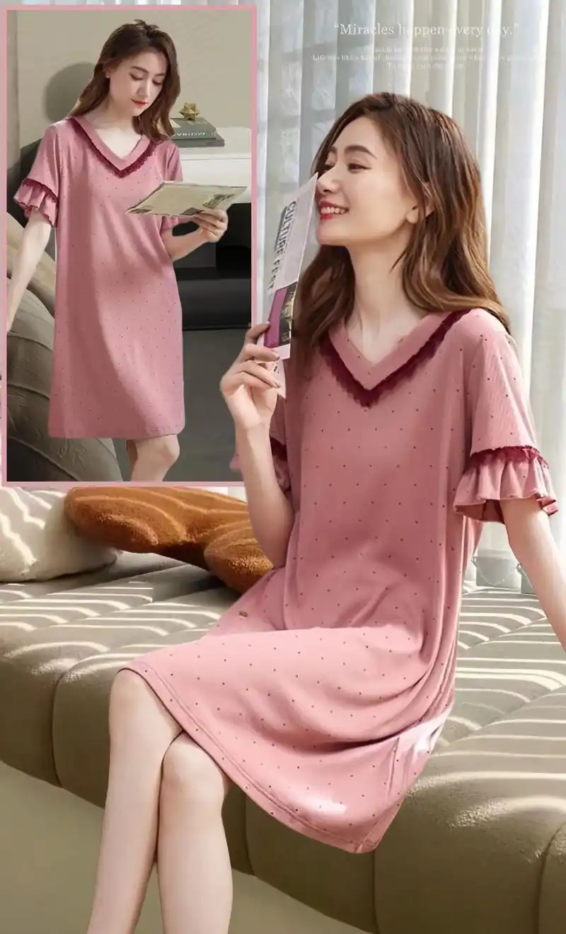 这款睡裙女莫代尔夏薄款外穿睡衣裙裸感冰丝大 - 抖音
